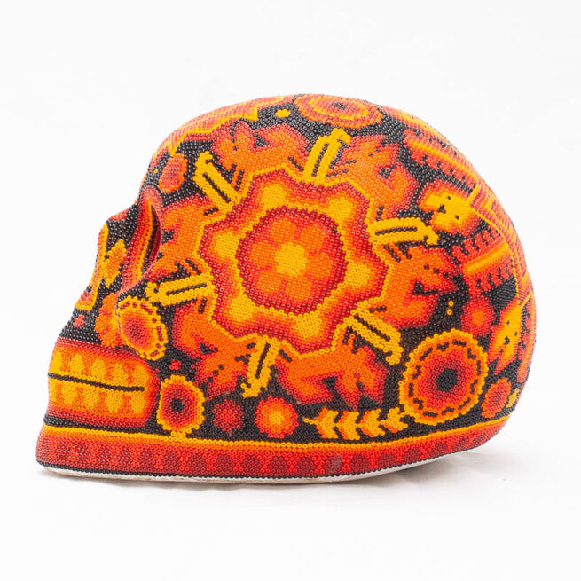 Crâne Perlage Orange Art Huichol – Image 7