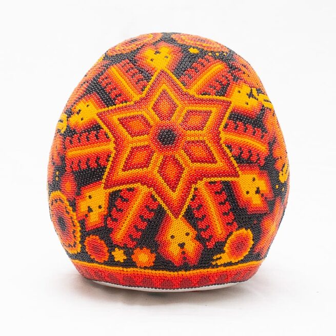 Crâne Perlage Orange Art Huichol – Image 5