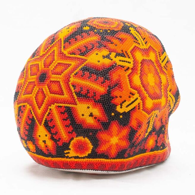 Crâne Perlage Orange Art Huichol – Image 4