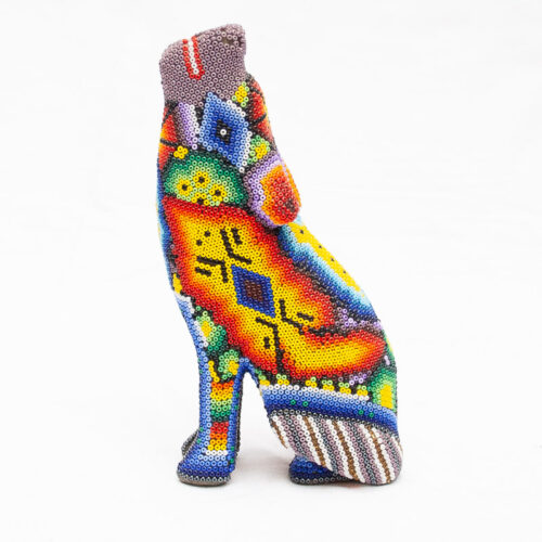 Sculpture Loup Art Huichol