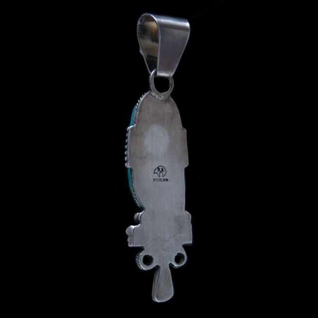 Large Ornate Navajo Turquoise Pendant - Image 3