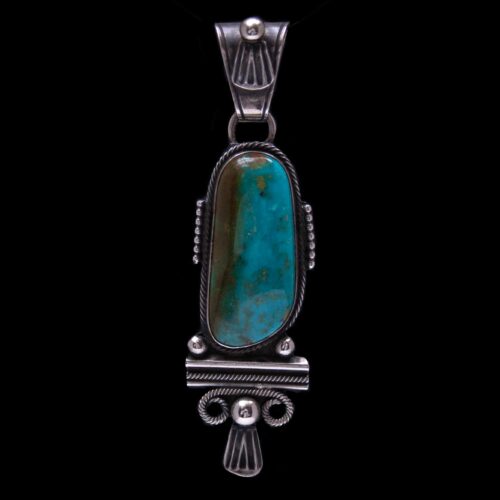 Large Ornate Navajo Turquoise Pendant