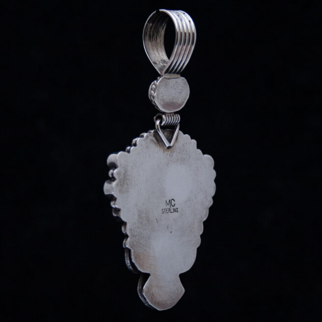 Navajo Turquoise Coral Silver Pendant - Image 3