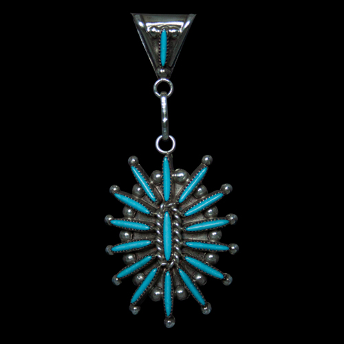 Needlepoint Zuni Turquoise Pendant
