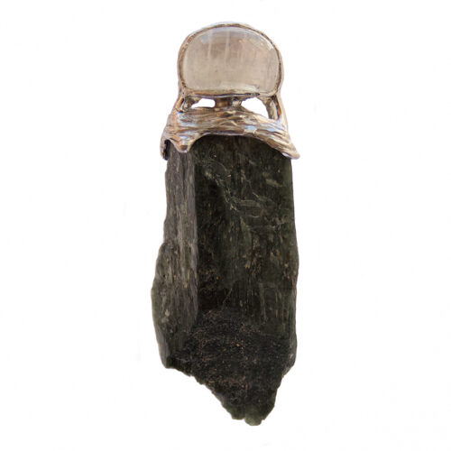 Seraphinite Moonstone Silver Pendant