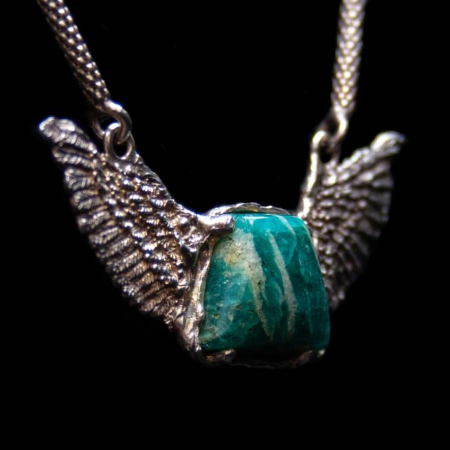 Amazonite Silver Winged Necklace - Image 2