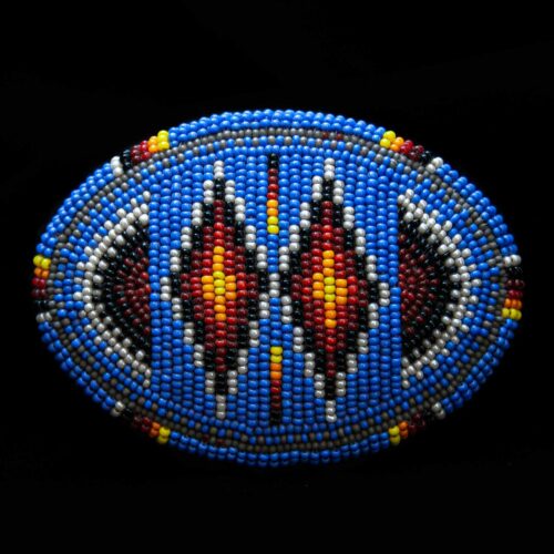Boucle de Ceinture Perlage Bleu