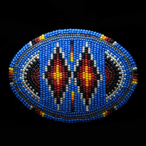 Blue Beaded Zuni Belt Buckle