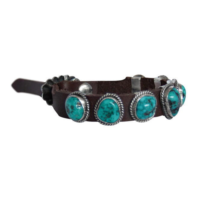 Bracelet Turquoise Cuir Marron – Image 2