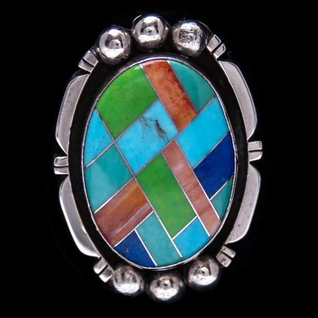 Multicolour Inlay Zuni Ring - Image 3