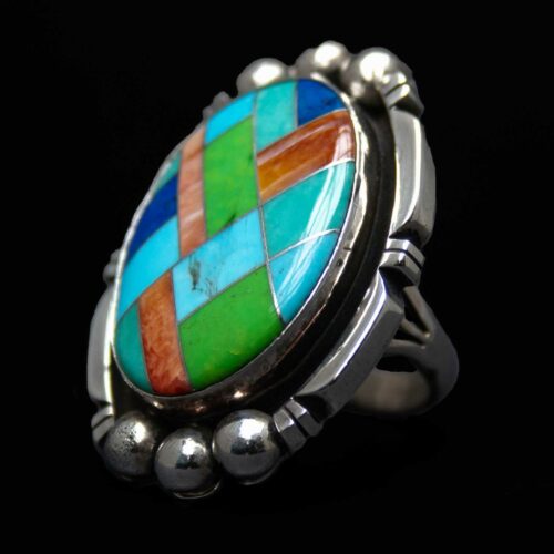 Multicolour Inlay Zuni Ring