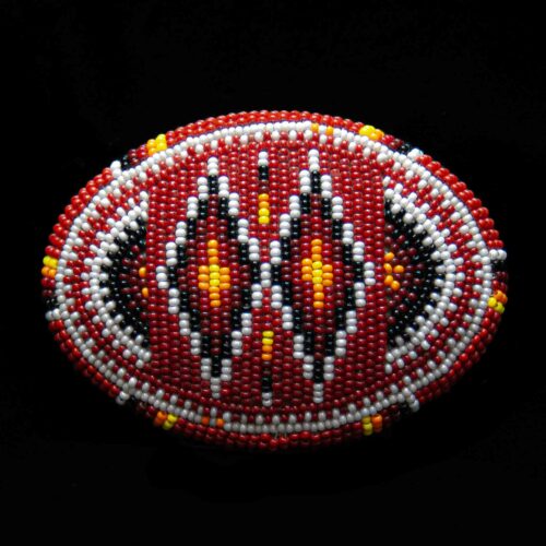 Red Beaded Zuni Belt Buckle