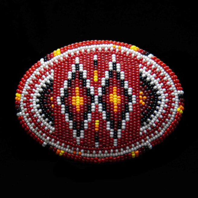 Red Beaded Zuni Belt Buckle