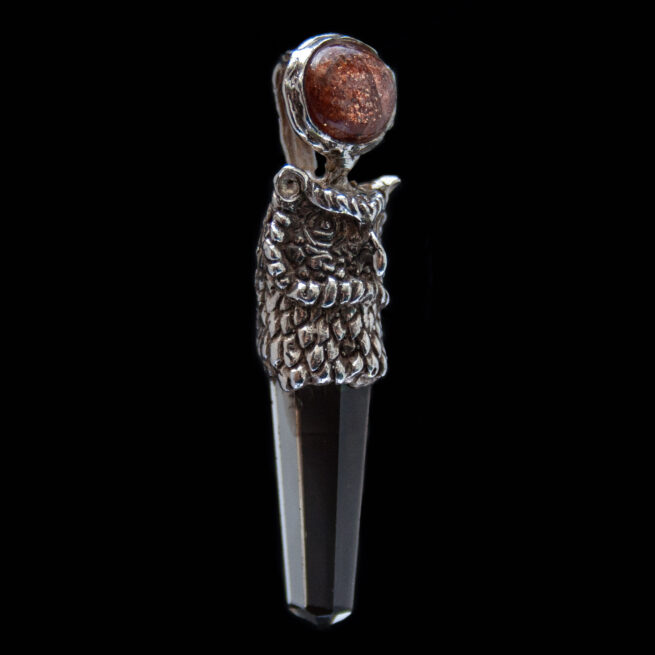 Pendentif Hibou Héliolite Quartz Fumé – Image 3