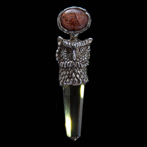 Sunstone Smoky Quartz Owl Pendant