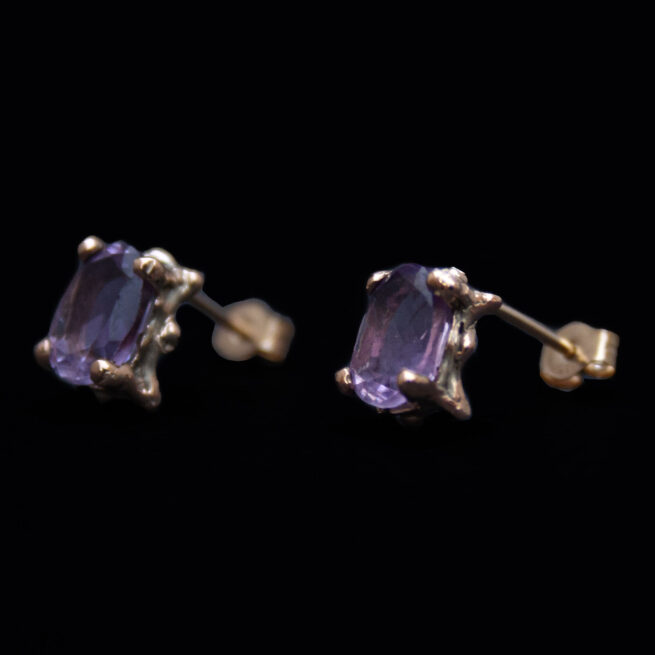 9K Gold Amethyst Earring Studs