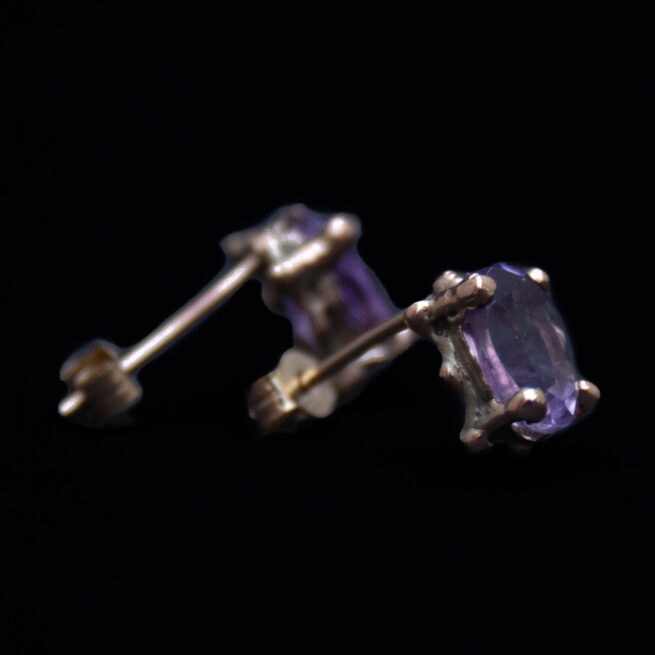 9K Gold Amethyst Earring Studs - Image 3