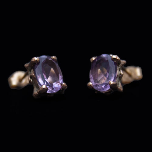 9K Gold Amethyst Earring Studs