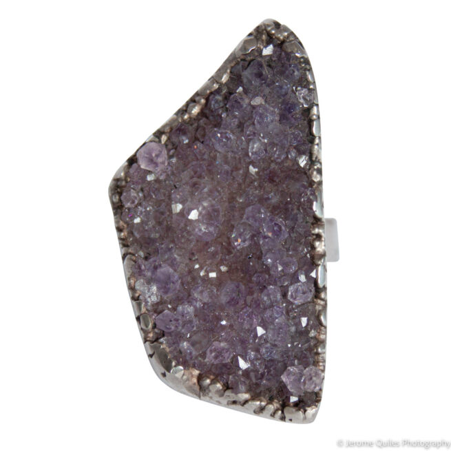 Amethyst Geode Silver Ring