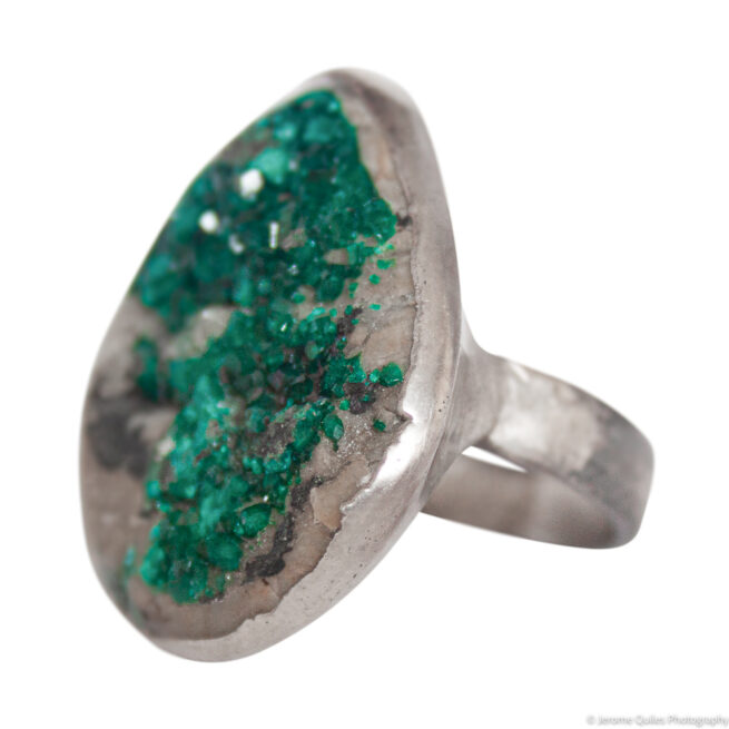 Bague Dioptase Bleue Verte Argent Sterling – Image 2