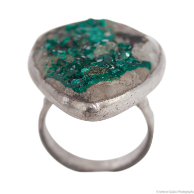 Bague Dioptase Bleue Verte Argent Sterling – Image 3