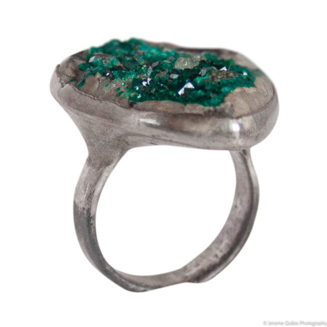 Bague Dioptase Bleue Verte Argent Sterling – Image 4