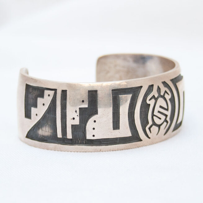 Guy Josytewa Silver Turtle Hopi Bracelet - Image 2