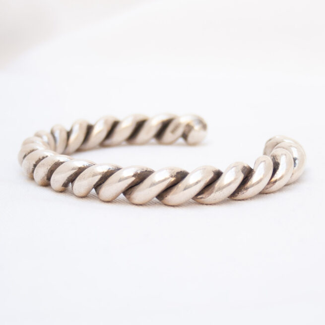 Sterling Silver Twisted Rope Navajo Bracelet - Image 2
