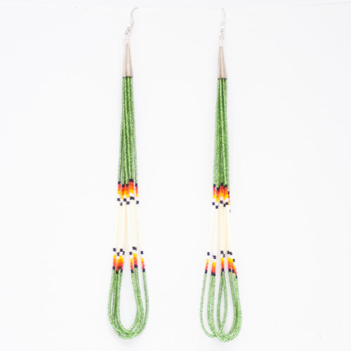 Green Porcupine Beaded Earrings