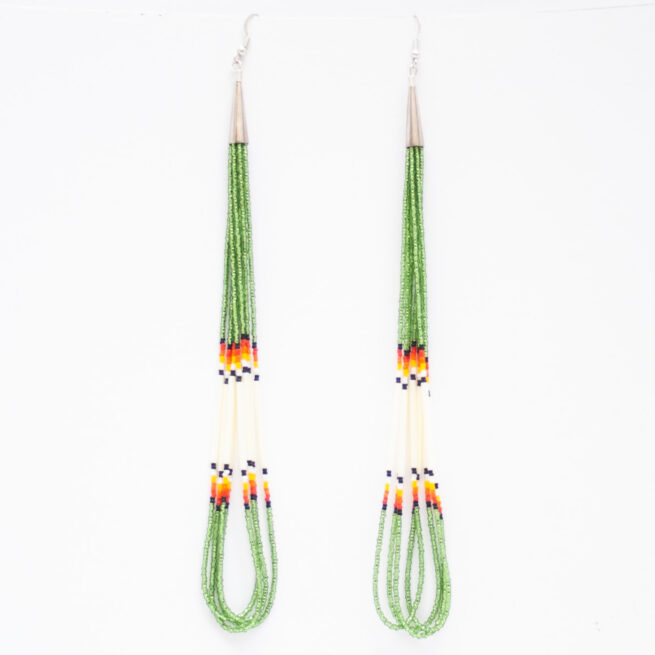 Green Porcupine Beaded Earrings