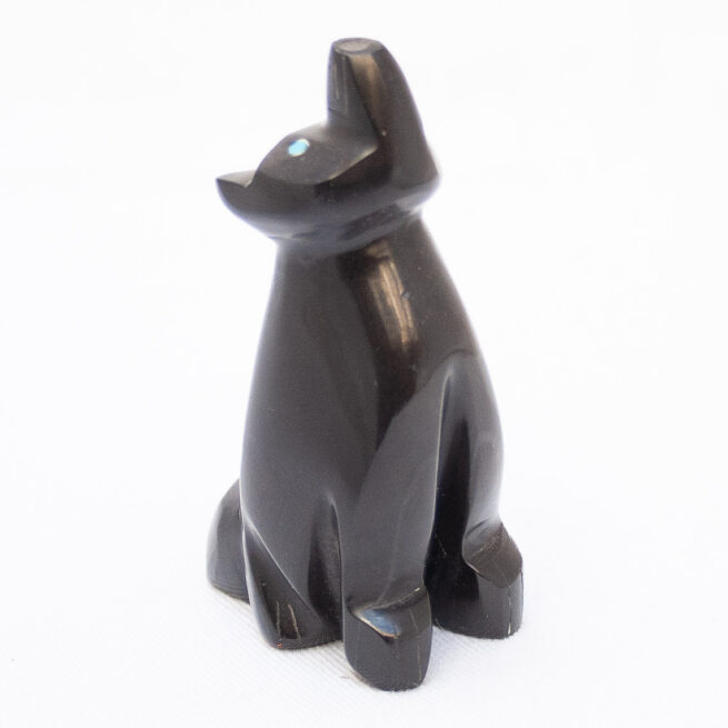 Sculpture Amérindienne Coyote Noir – Image 2