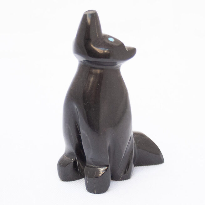 Sculpture Amérindienne Coyote Noir – Image 6