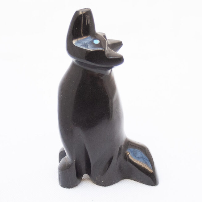 Sculpture Amérindienne Coyote Noir – Image 5