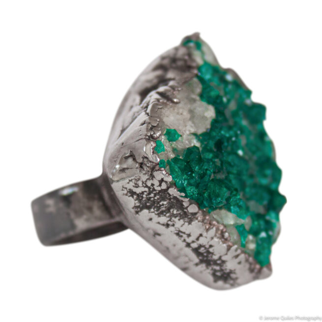 Raw Dioptase Crystal Ring - Image 2