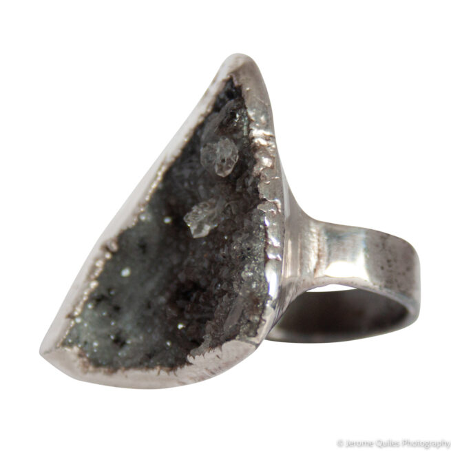 Raw Smoky Quartz Silver Ring - Image 3