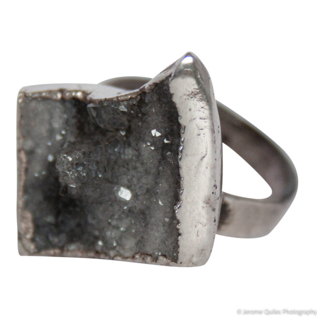 Bague Argent Géode Quartz Fumé – Image 3