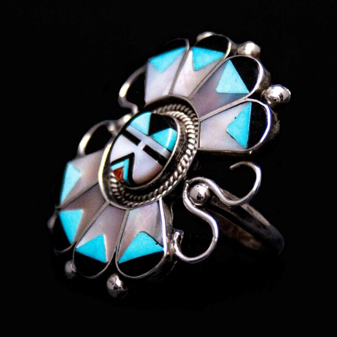 Bague Kachina Incrustations Zuni