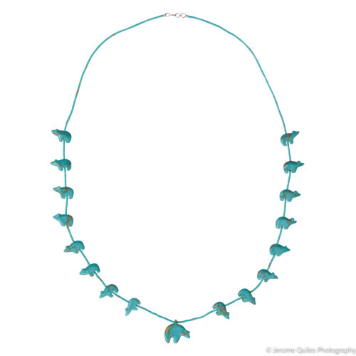 Zuni Turquoise Bear Animal Necklace