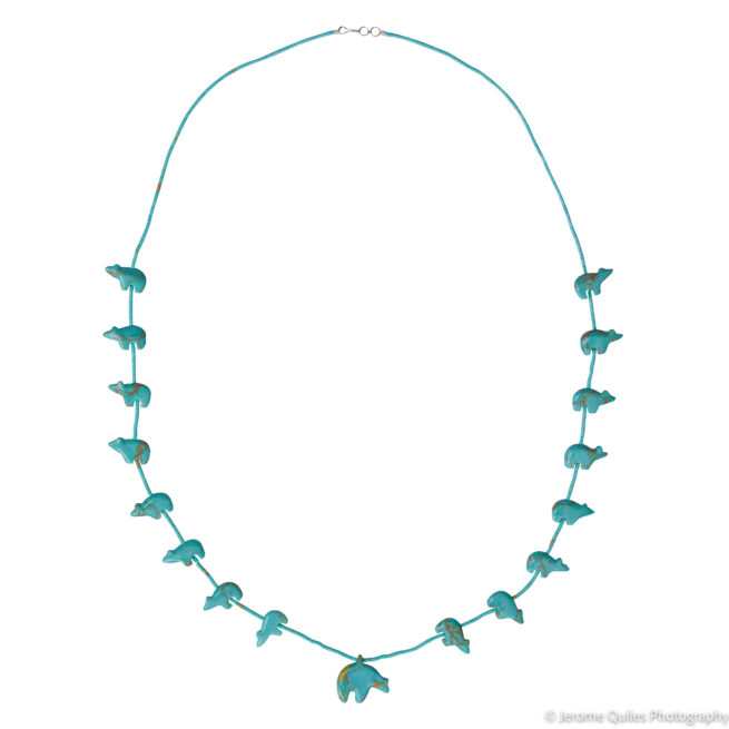 Zuni Turquoise Bear Animal Necklace