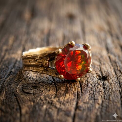 Gold Mexican Fire Opal Ring