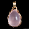 18K Gold Rose Quartz Cabochon Pendant