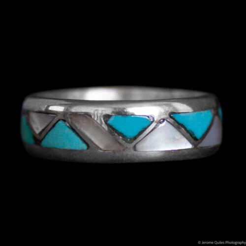 Blue White Zigzag Ring