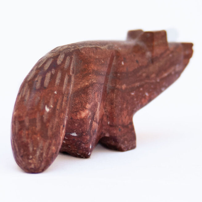 Dark Brown Jasper Turquoise Wolf Zuni Fetish - Image 3