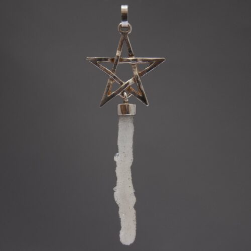 Drusy Quartz Sterling Silver Pentacle Pendant