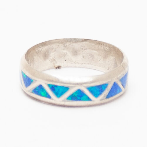 Bague Motif Zigzag Opale Bleue