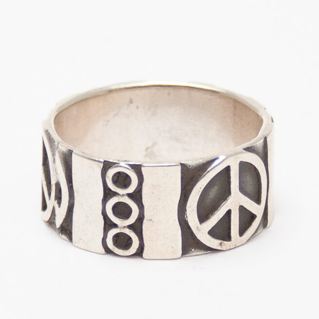Peace Symbol Silver Ring - Image 4