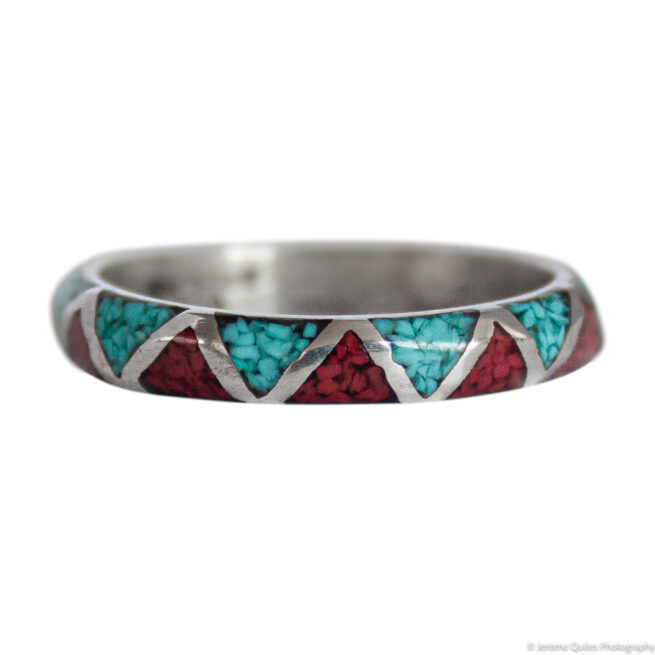 Thin Turquoise Coral Ring