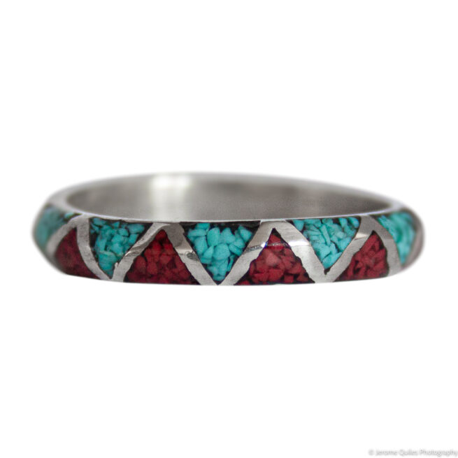 Thin Turquoise Coral Ring - Image 3