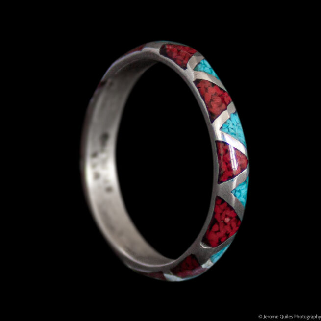 Thin Turquoise Coral Ring - Image 4