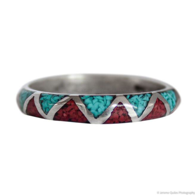 Thin Turquoise Coral Ring - Image 2